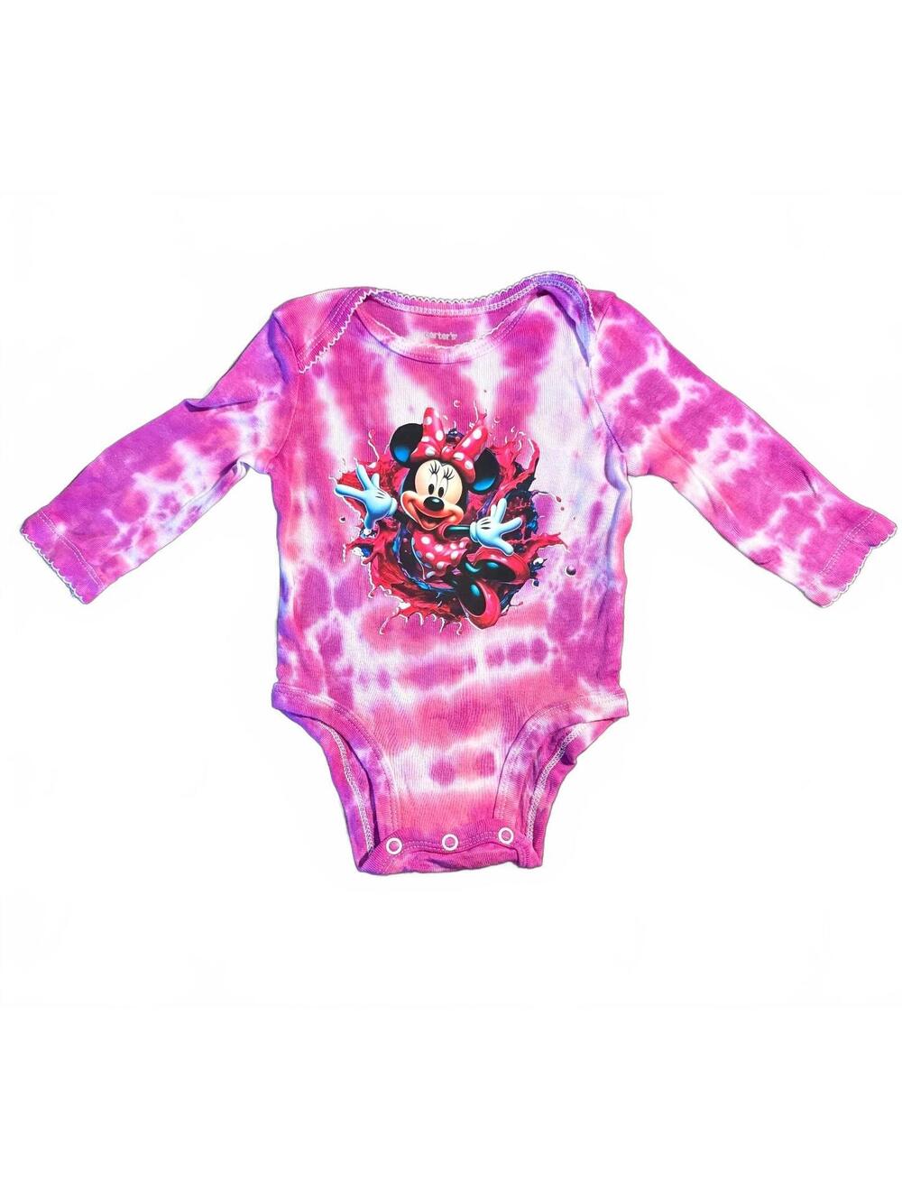 Handmade Upcycled Carter's Minnie Mouse Tie-Dye Long Sleeve